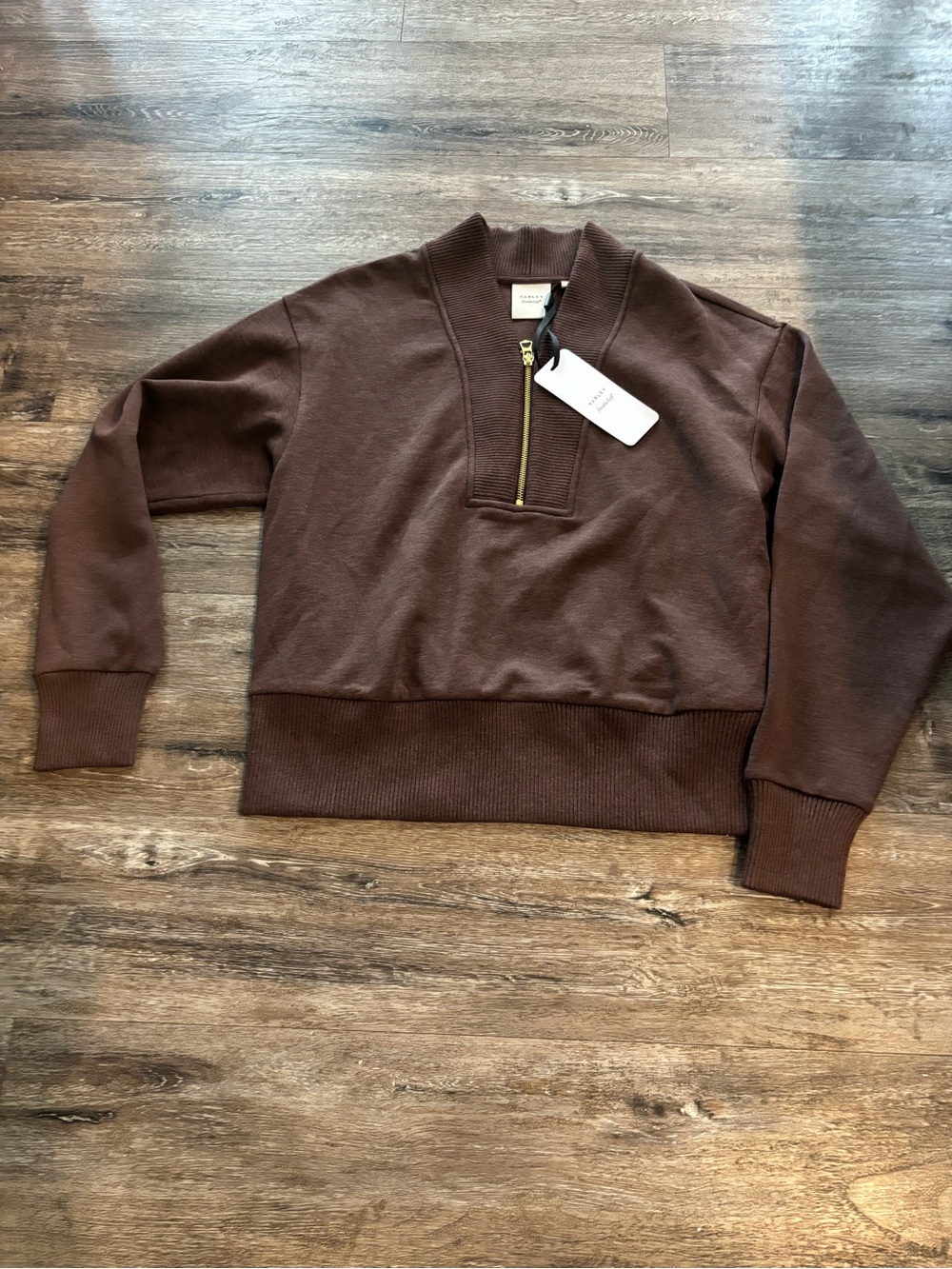 Varley double-soft Chocolate Brown Quarter-Zip Sweater